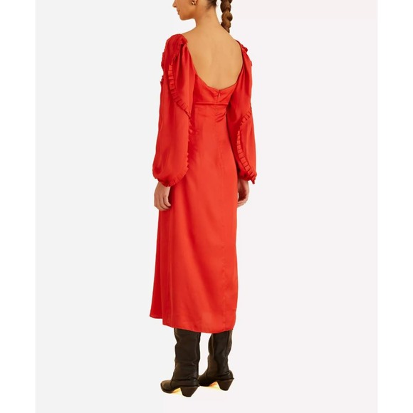 NWT! ANTHROPOLOGIE FARM RIO Red Heart-Shaped Neckline Midi-Dress XXS - Picture 6 of 8